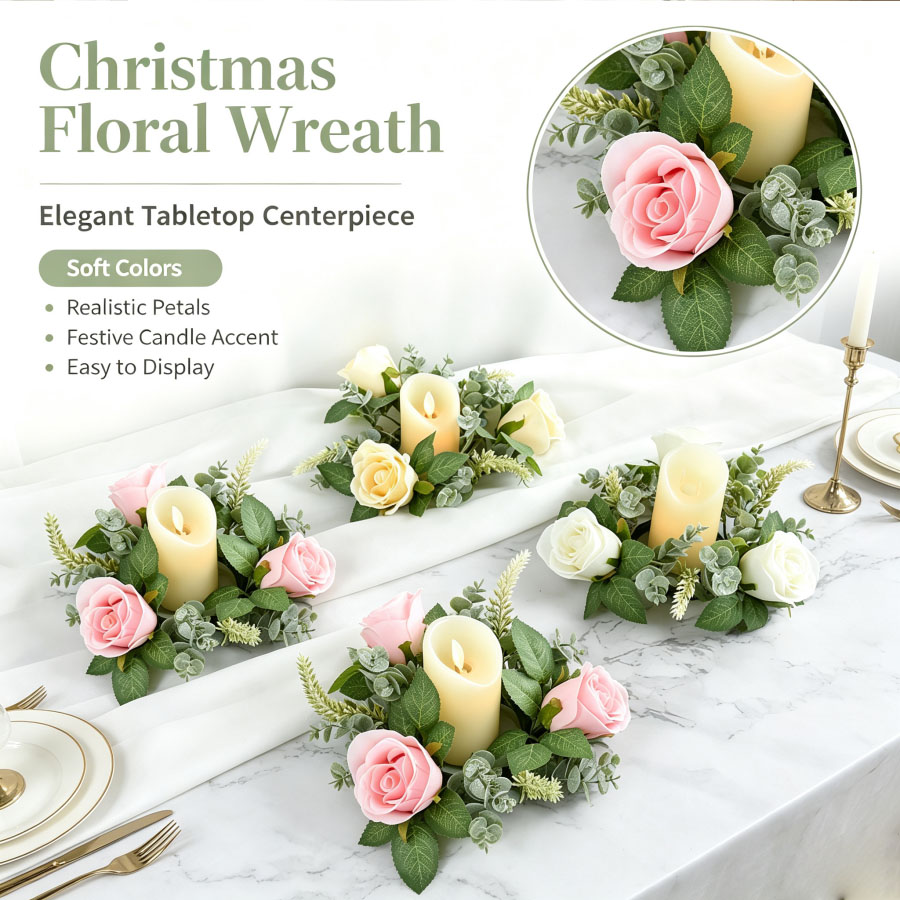 Artificial Rose Wreath Shaped  - Candle Quotes recension och pris